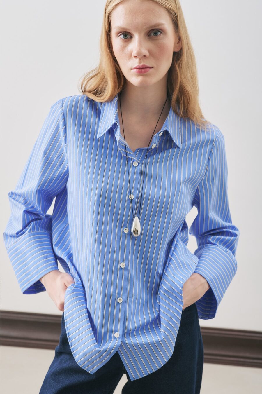 Blue stripe oversized shirt