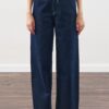 Indigo wide-leg stitched jeans