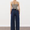 Indigo wide-leg stitched jeans