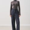 Aroa wool belt suit navy blue