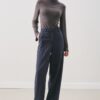 Aroa wool belt suit navy blue