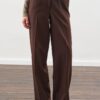 Aroa wool belt suit dark brown