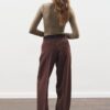 Aroa wool belt suit dark brown
