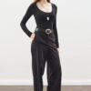 Aroa wool belt suit black