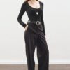 Aroa wool belt suit black