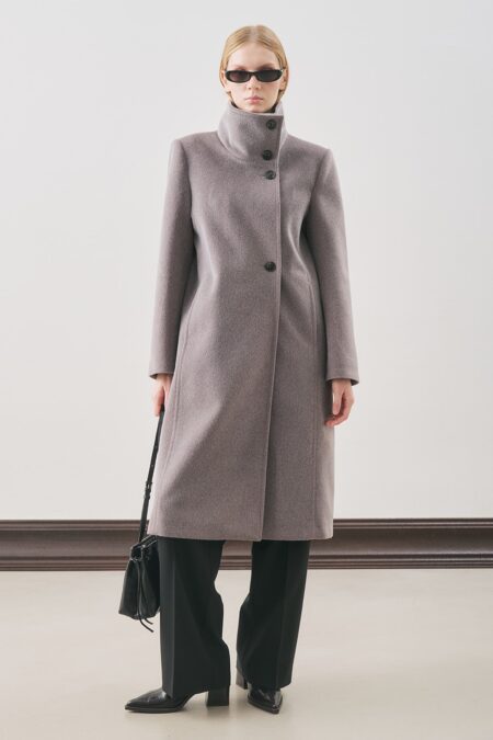 Soft grey premium wool trench coat