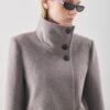 Soft grey premium wool trench coat