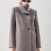 Soft grey premium wool trench coat