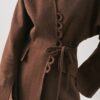 Aroa wool belt suit dark brown