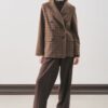 Brown double-breasted check blazer