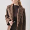 Brown double-breasted check blazer