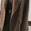 Brown double-breasted check blazer