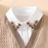 White detachable collar with crystal embellishment