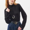 Crocodile leather look belt black