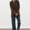 Collared hair knit sweater brown