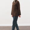 Collared hair knit sweater brown