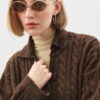 Collared hair knit sweater brown