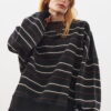 Oversized striped sweatshirt black