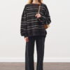 Oversized striped sweatshirt black