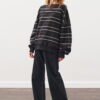 Oversized striped sweatshirt black