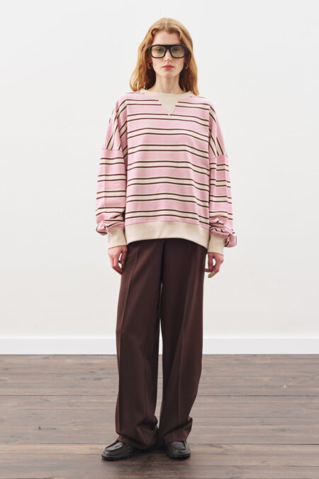 Oversized striped sweatshirt burgundy