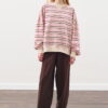 Oversized striped sweatshirt burgundy