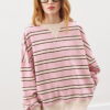Oversized striped sweatshirt burgundy