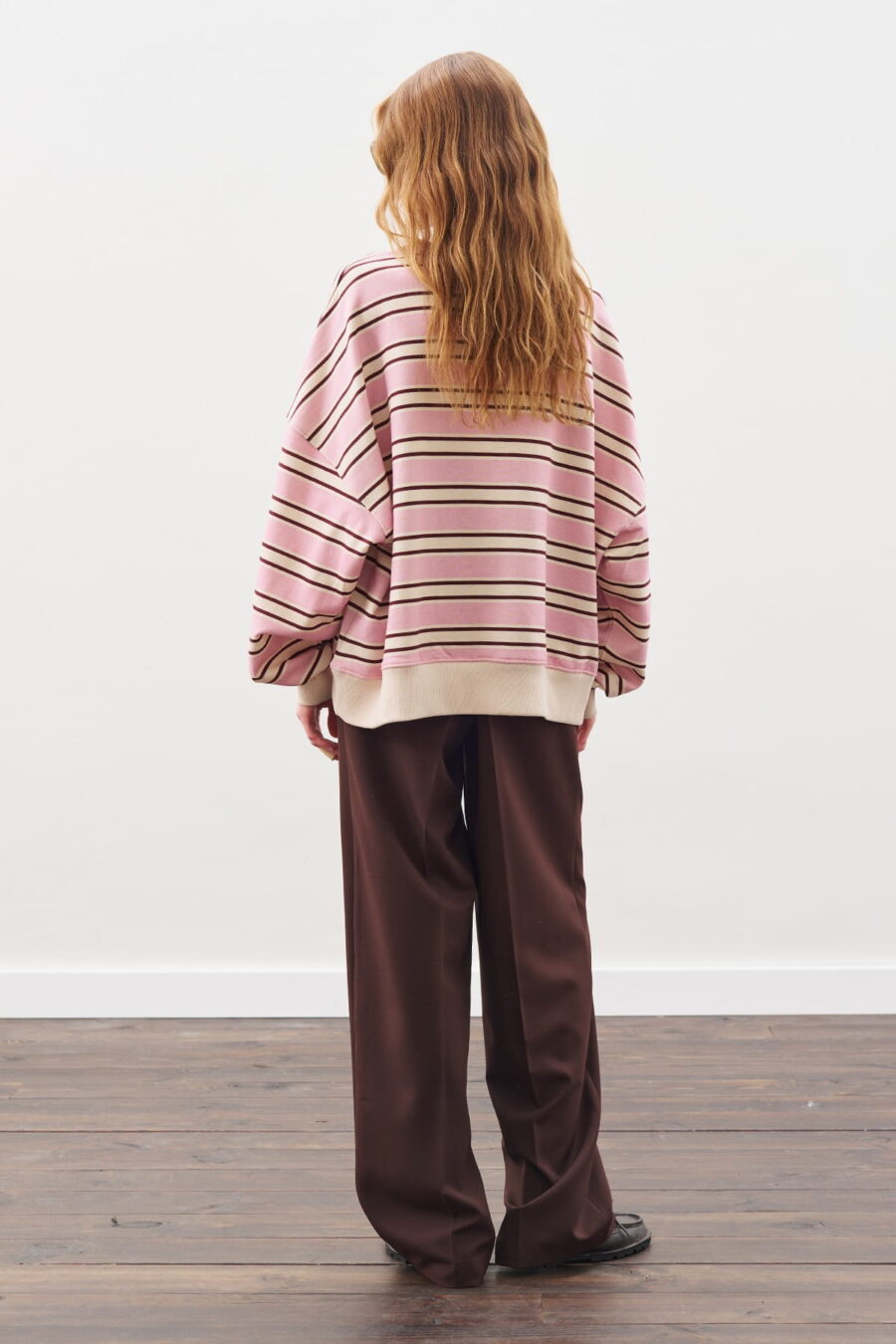 Oversized striped sweatshirt burgundy