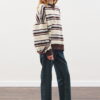 Oversized striped sweatshirt brown