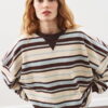 Oversized striped sweatshirt brown