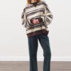 Oversized striped sweatshirt brown
