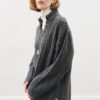 Collared hair knit sweater anthracite