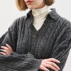 Collared hair knit sweater anthracite