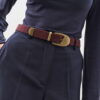Antique buckle thin belt burgundy