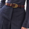 Antique buckle thin belt burgundy