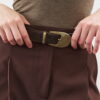 Antique buckle thin belt brown