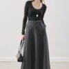 Flared skirt with belt detail anthracite