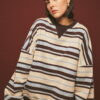 Oversized striped sweatshirt brown