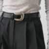 Crocodile leather look belt black