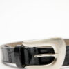 Crocodile leather look belt black