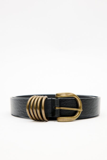 Belt with antique buckle black