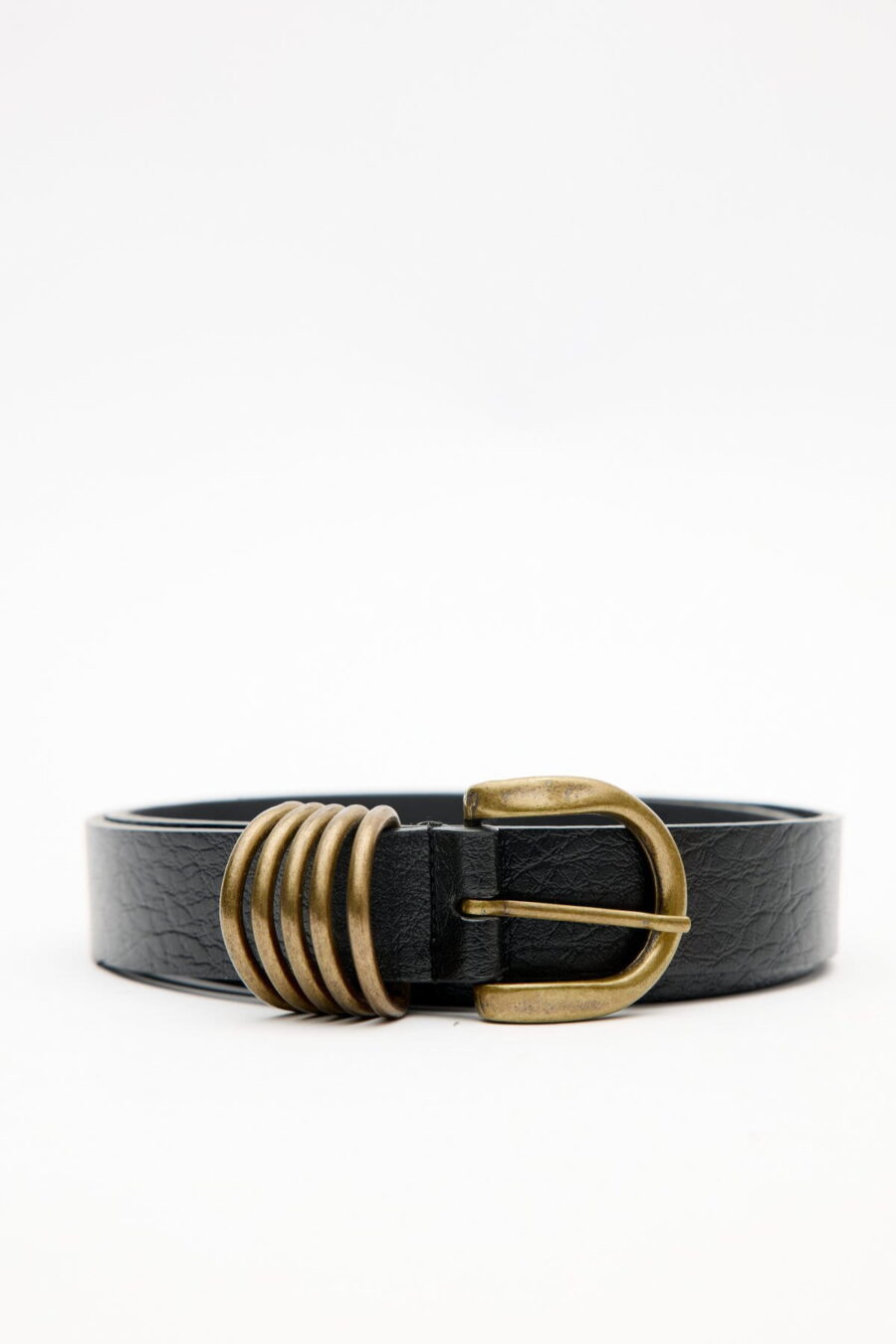 Belt with antique buckle black