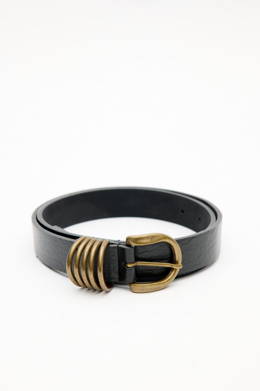 Belt with antique buckle black