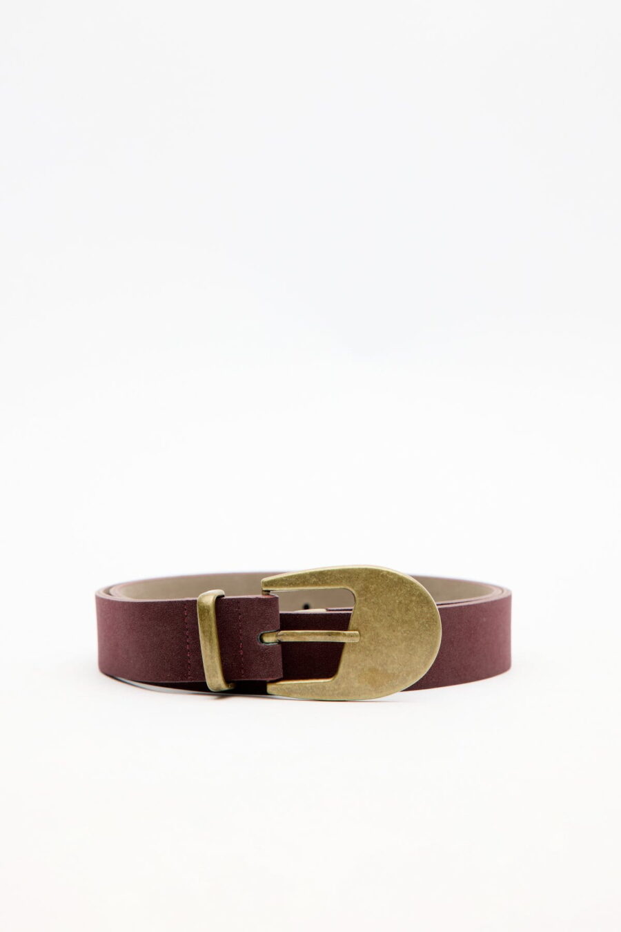 Antique buckle thin belt burgundy