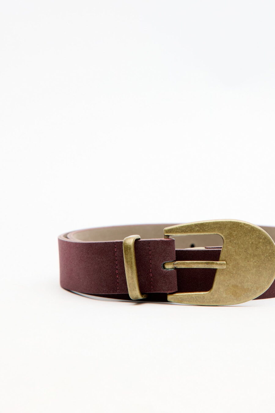 Antique buckle thin belt burgundy