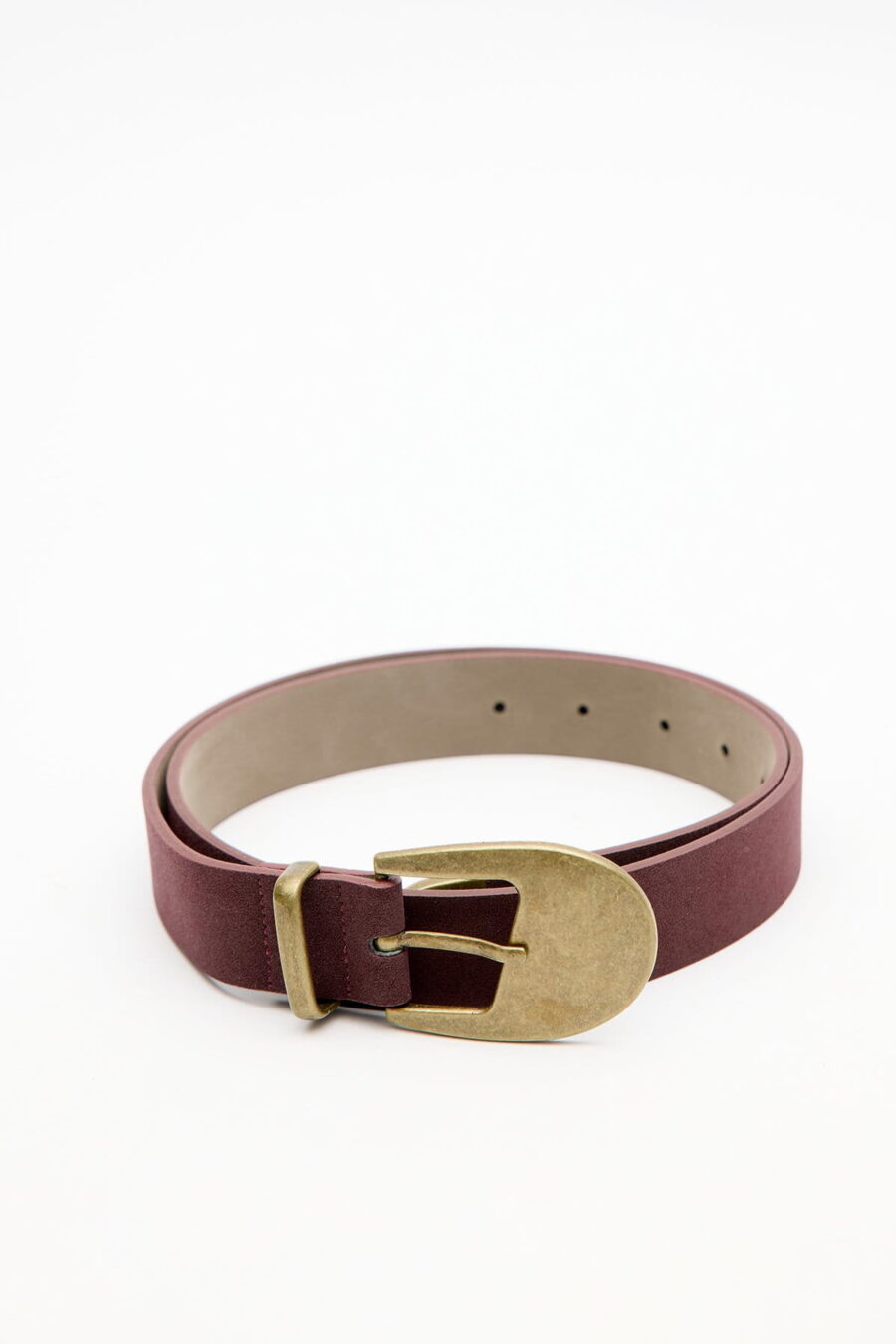 Antique buckle thin belt burgundy