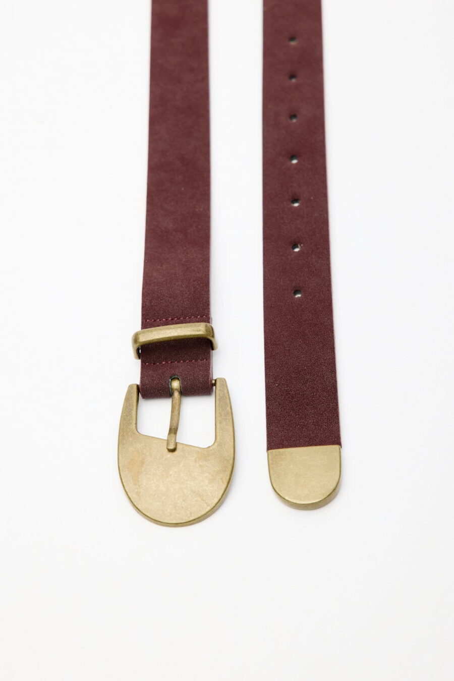 Antique buckle thin belt burgundy