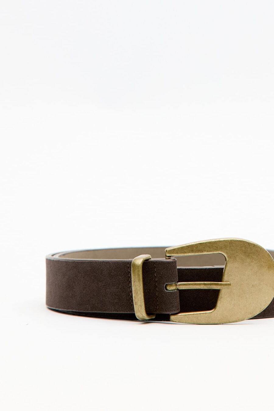 Antique buckle thin belt brown