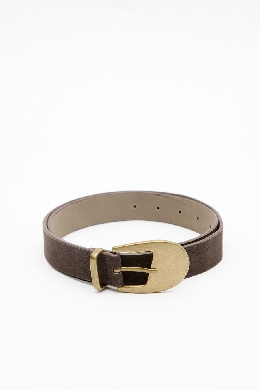 Antique buckle thin belt brown