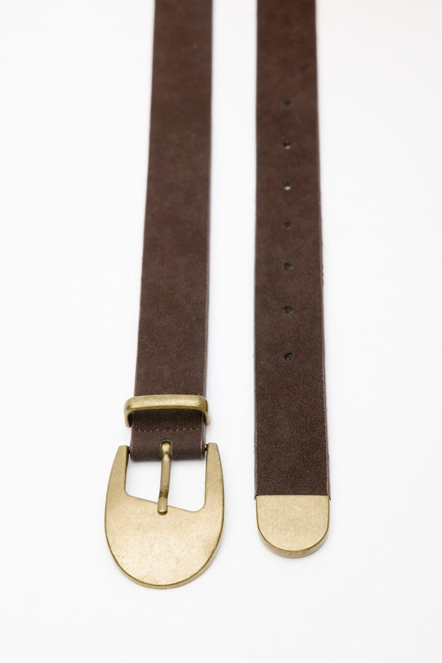 Antique buckle thin belt brown